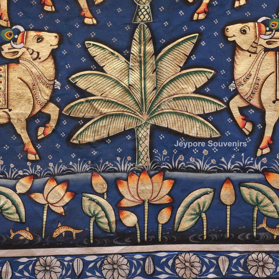 Handcrafted Cows Pichwai Painting on Cotton Cloth