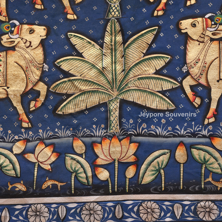 Handcrafted Cows Pichwai Painting on Cotton Cloth