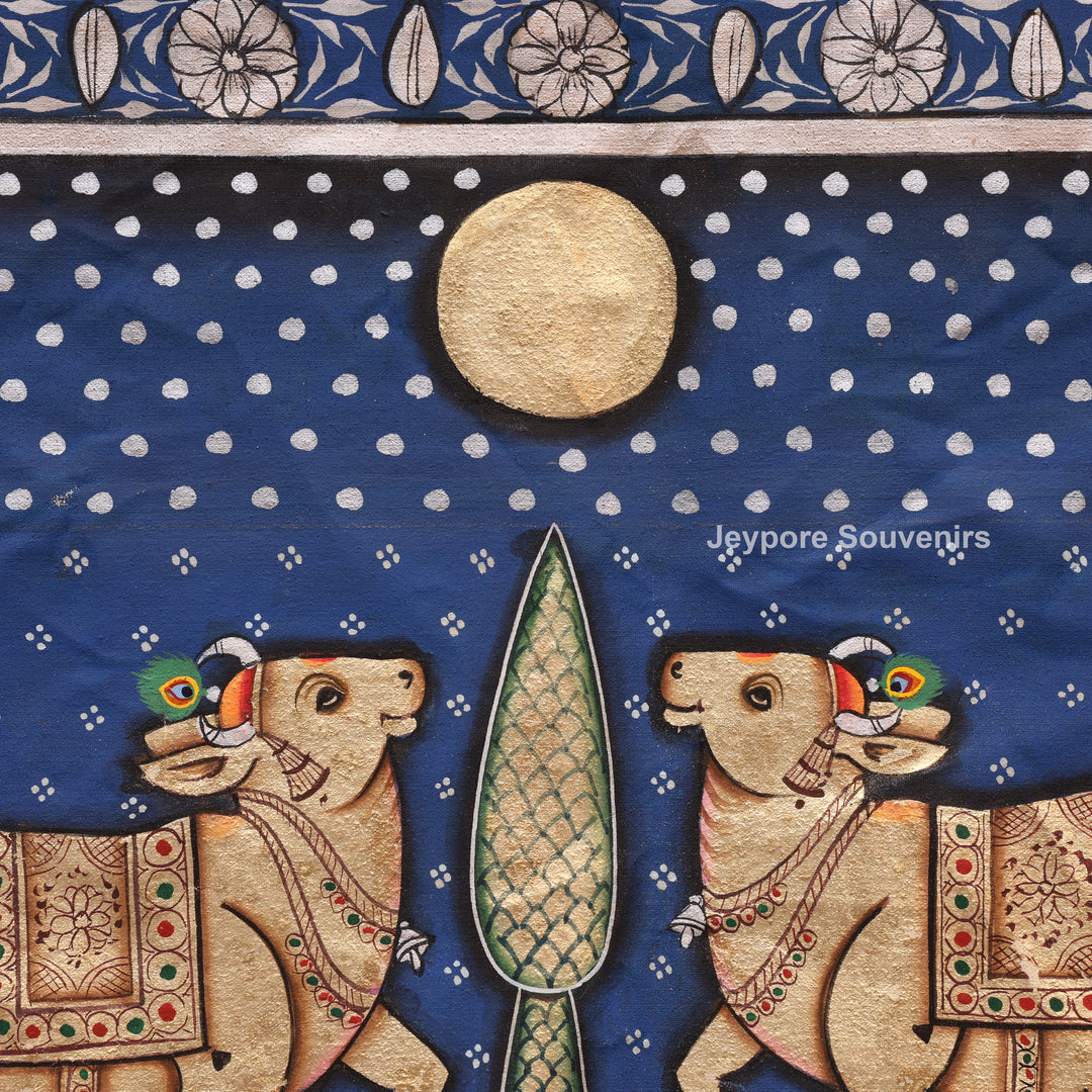Handcrafted Cows Pichwai Painting on Cotton Cloth
