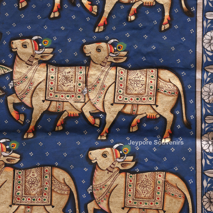 Handcrafted Cows Pichwai Painting on Cotton Cloth