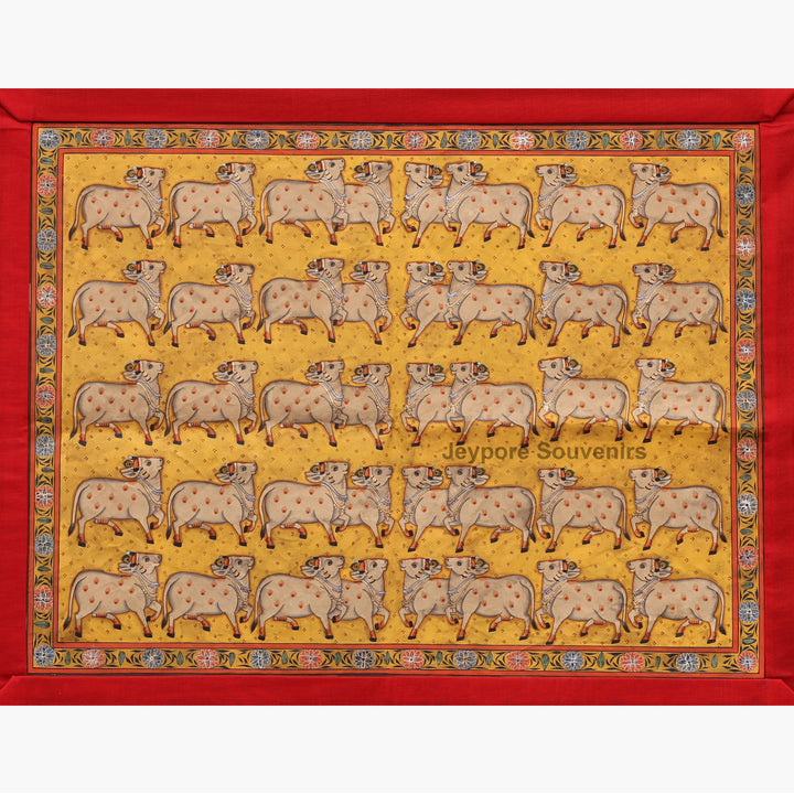 Handcrafted Cows Pichwai Painting on Cotton Cloth