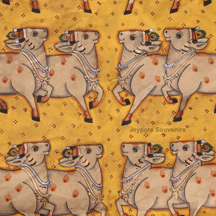 Handcrafted Cows Pichwai Painting on Cotton Cloth