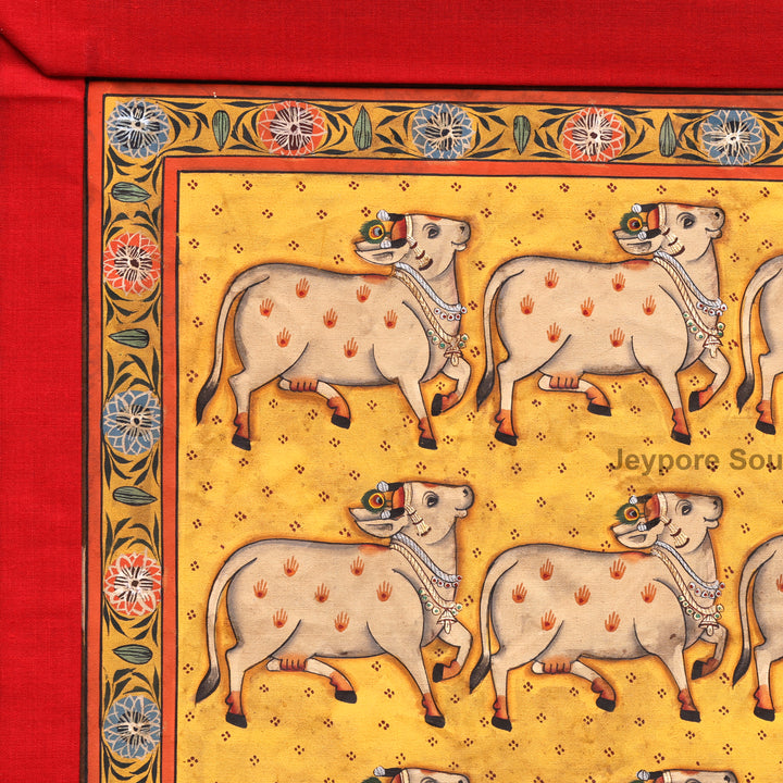 Handcrafted Cows Pichwai Painting on Cotton Cloth