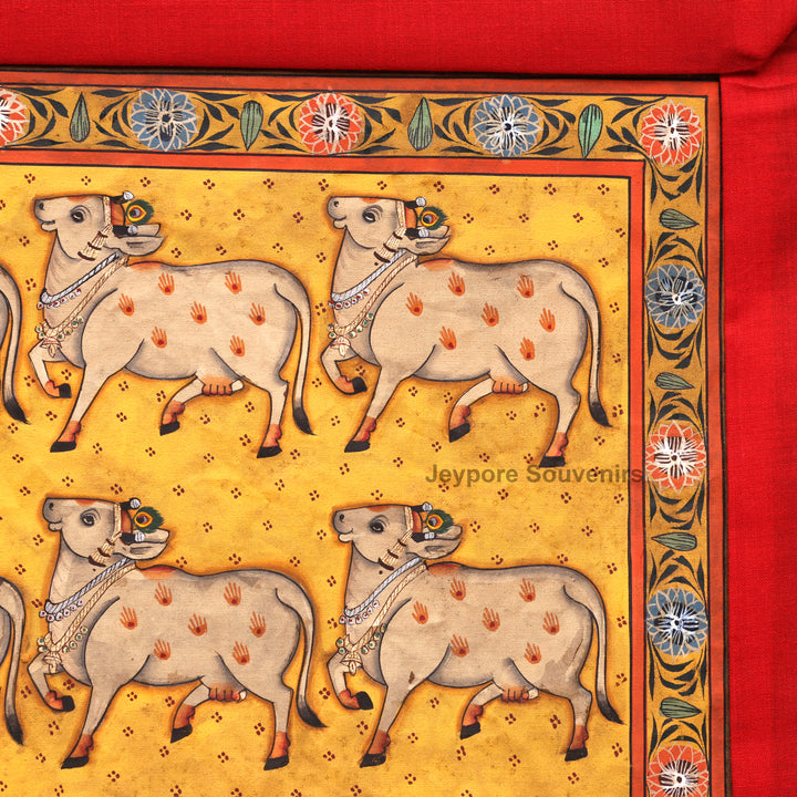 Handcrafted Cows Pichwai Painting on Cotton Cloth