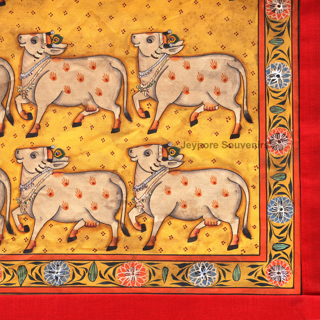 Handcrafted Cows Pichwai Painting on Cotton Cloth
