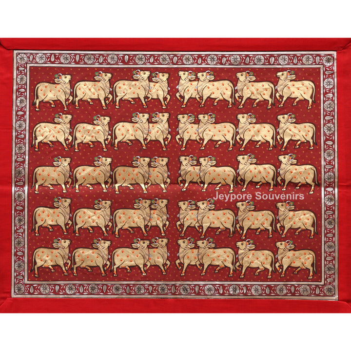 Handcrafted Cows Pichwai Painting on Cotton Cloth