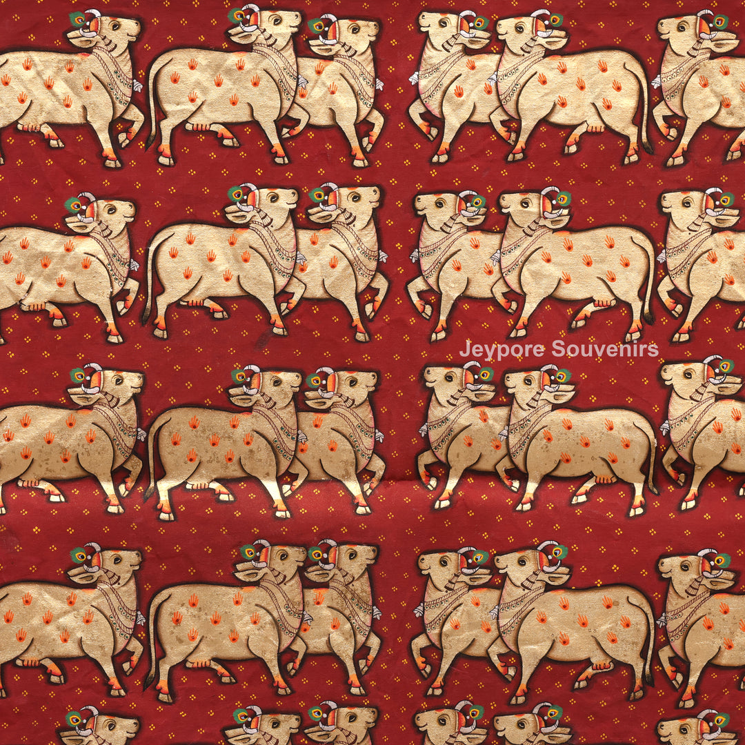 Handcrafted Cows Pichwai Painting on Cotton Cloth