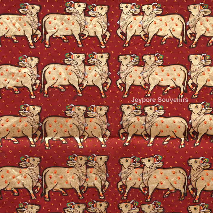 Handcrafted Cows Pichwai Painting on Cotton Cloth