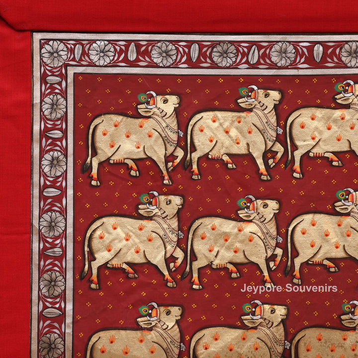 Handcrafted Cows Pichwai Painting on Cotton Cloth