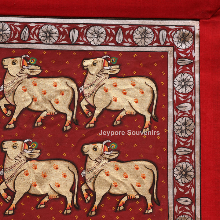 Handcrafted Cows Pichwai Painting on Cotton Cloth