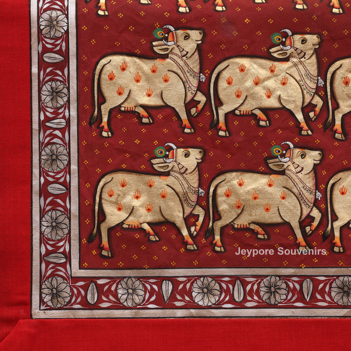 Handcrafted Cows Pichwai Painting on Cotton Cloth