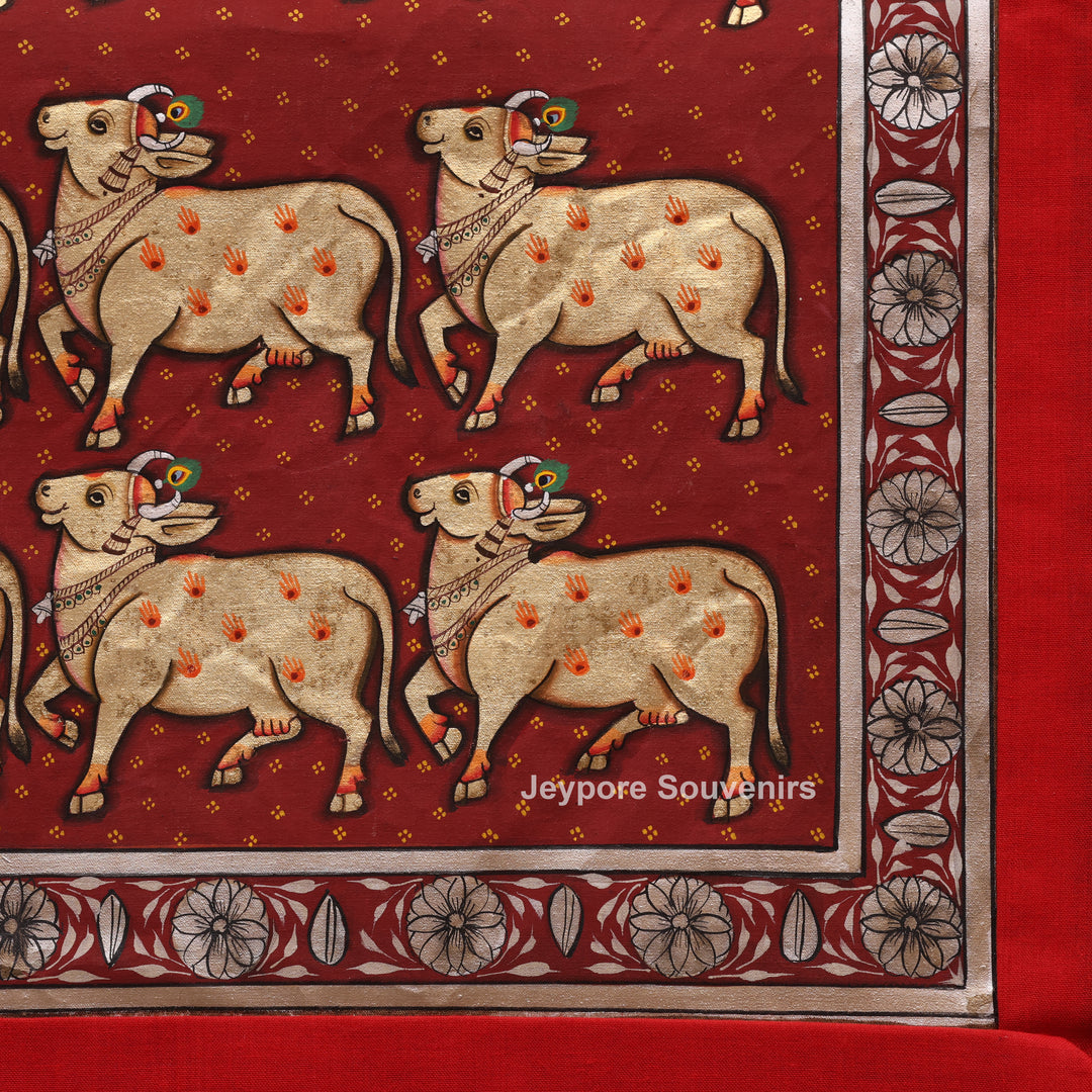 Handcrafted Cows Pichwai Painting on Cotton Cloth