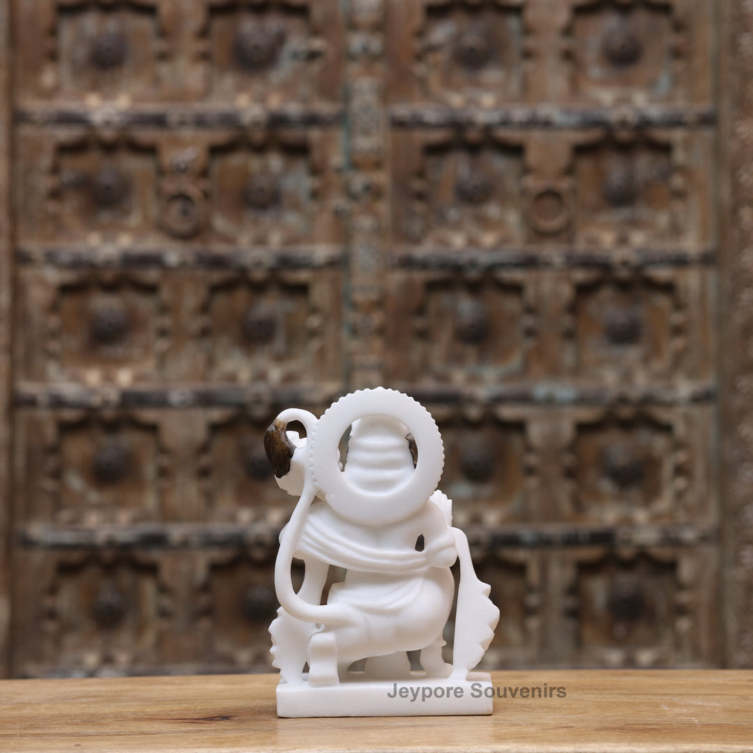 10" Pure White Marble Lord Hanuman Statue