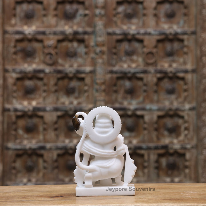 10" Pure White Marble Lord Hanuman Statue