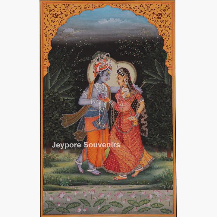 Hand-Painted Radha Krishna Canvas Painting
