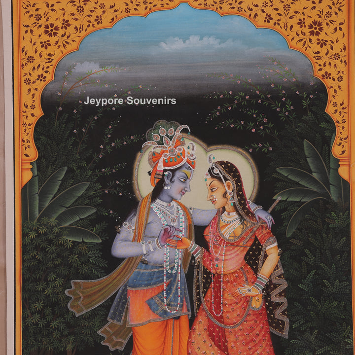 Hand-Painted Radha Krishna Canvas Painting