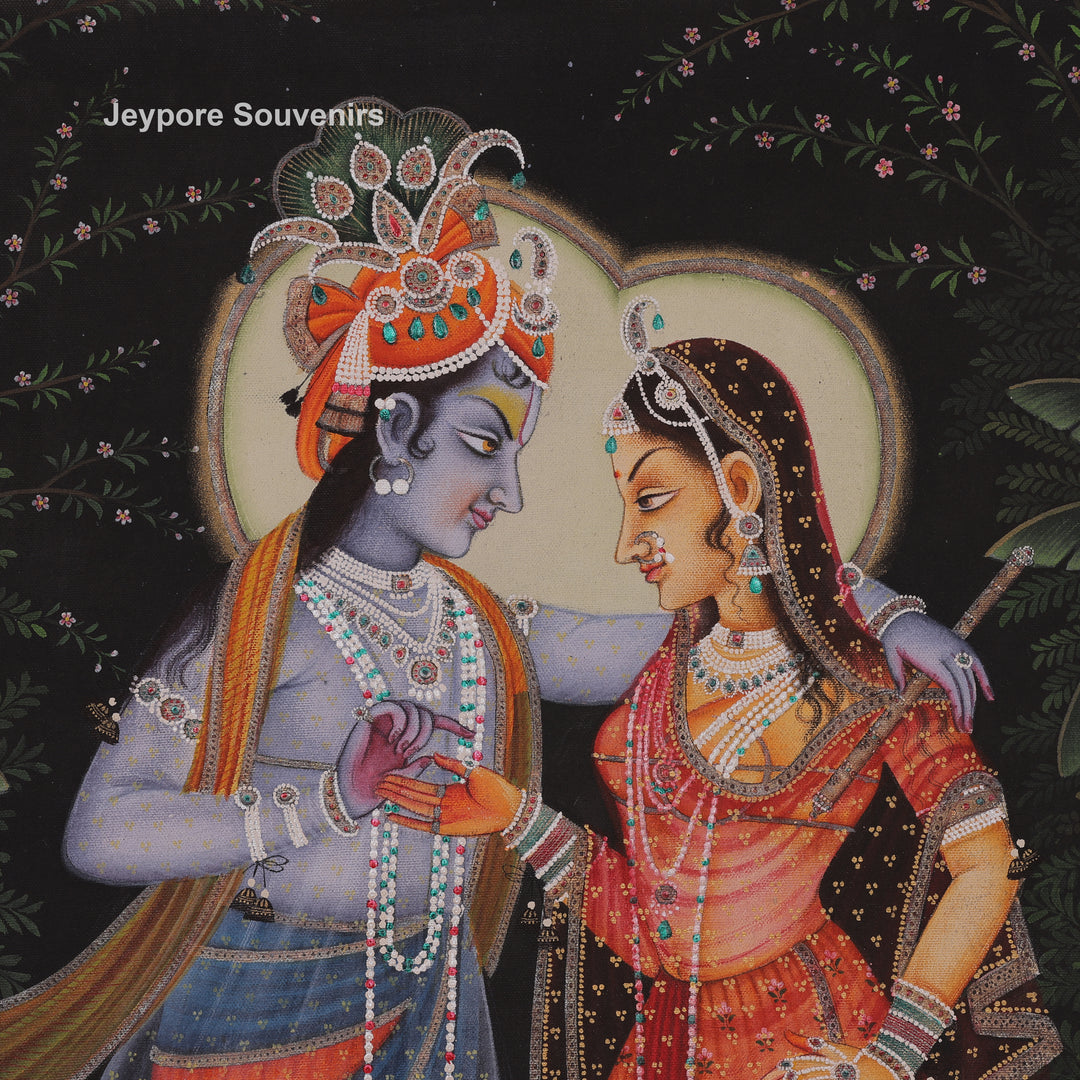 Hand-Painted Radha Krishna Canvas Painting