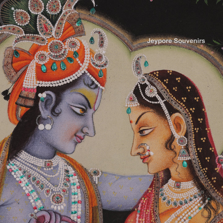 Hand-Painted Radha Krishna Canvas Painting