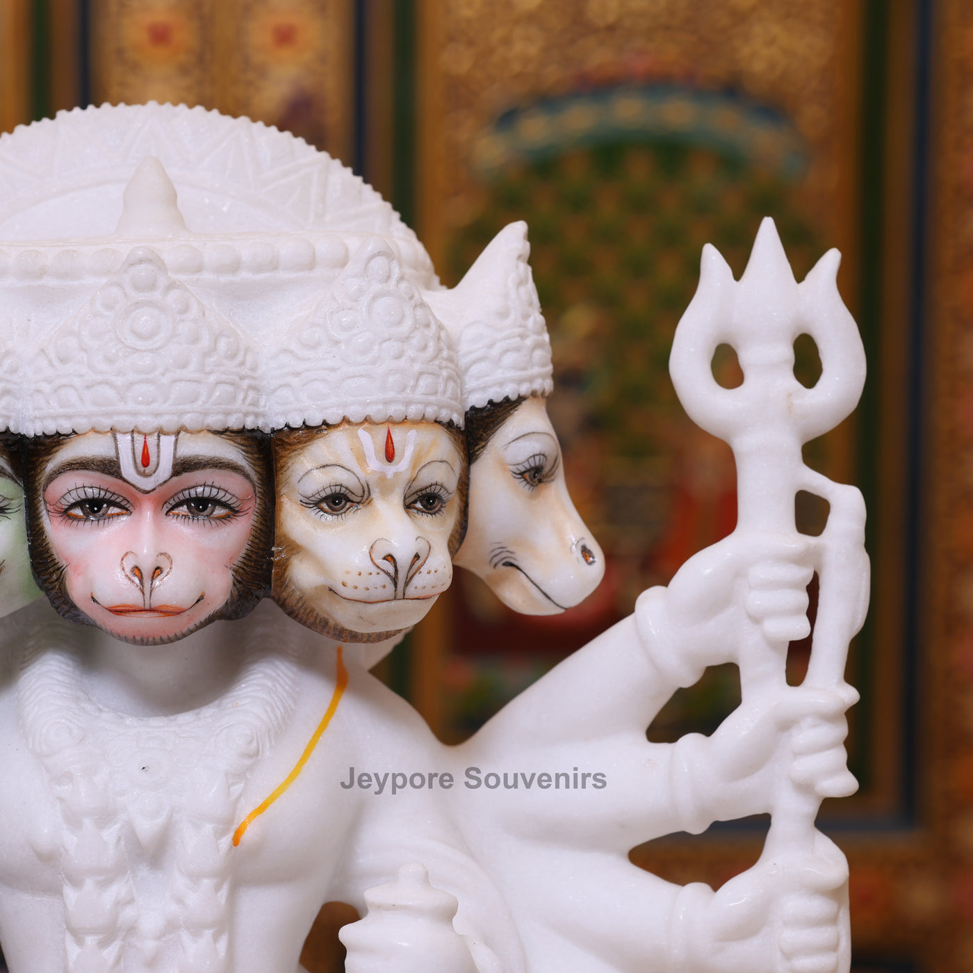 12" Pure White Marble Panchmukhi Hanuman Ji Murti