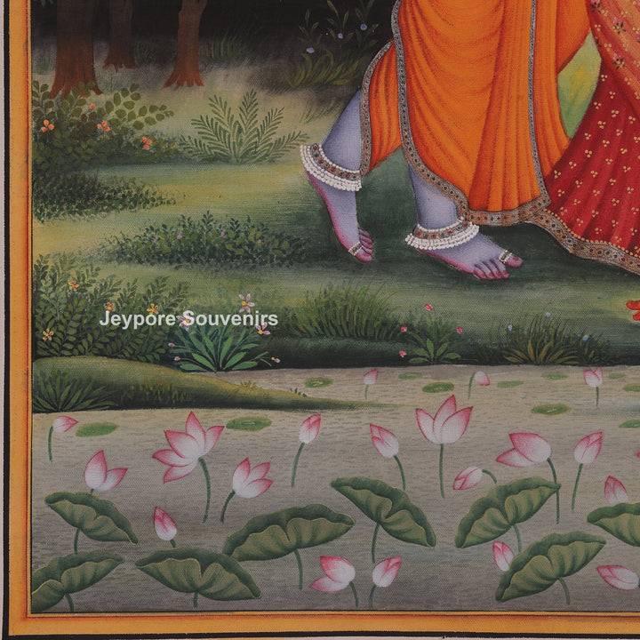 Hand-Painted Radha Krishna Canvas Painting