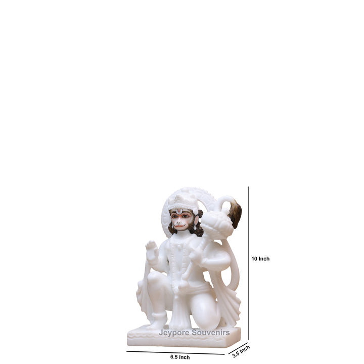 10" Pure White Marble Lord Hanuman Statue