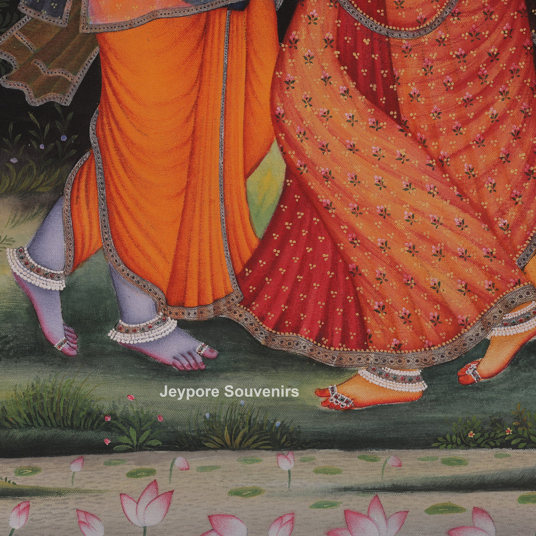 Hand-Painted Radha Krishna Canvas Painting