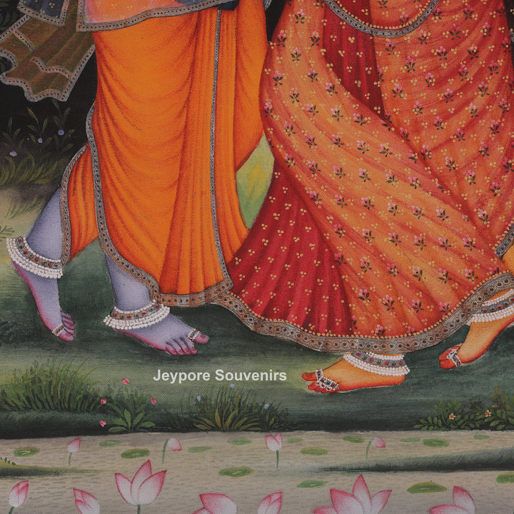 Hand-Painted Radha Krishna Canvas Painting