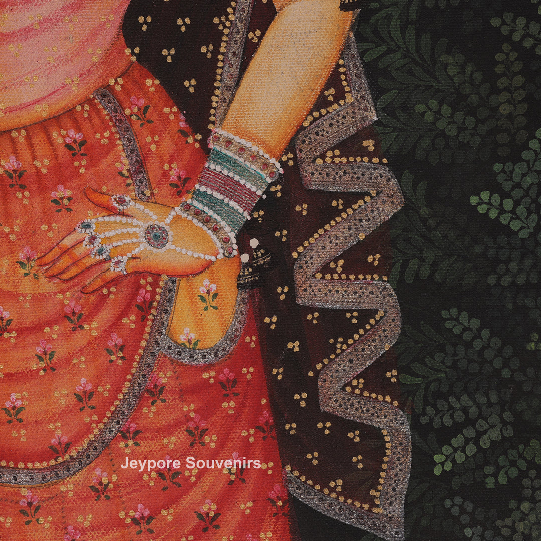 Hand-Painted Radha Krishna Canvas Painting