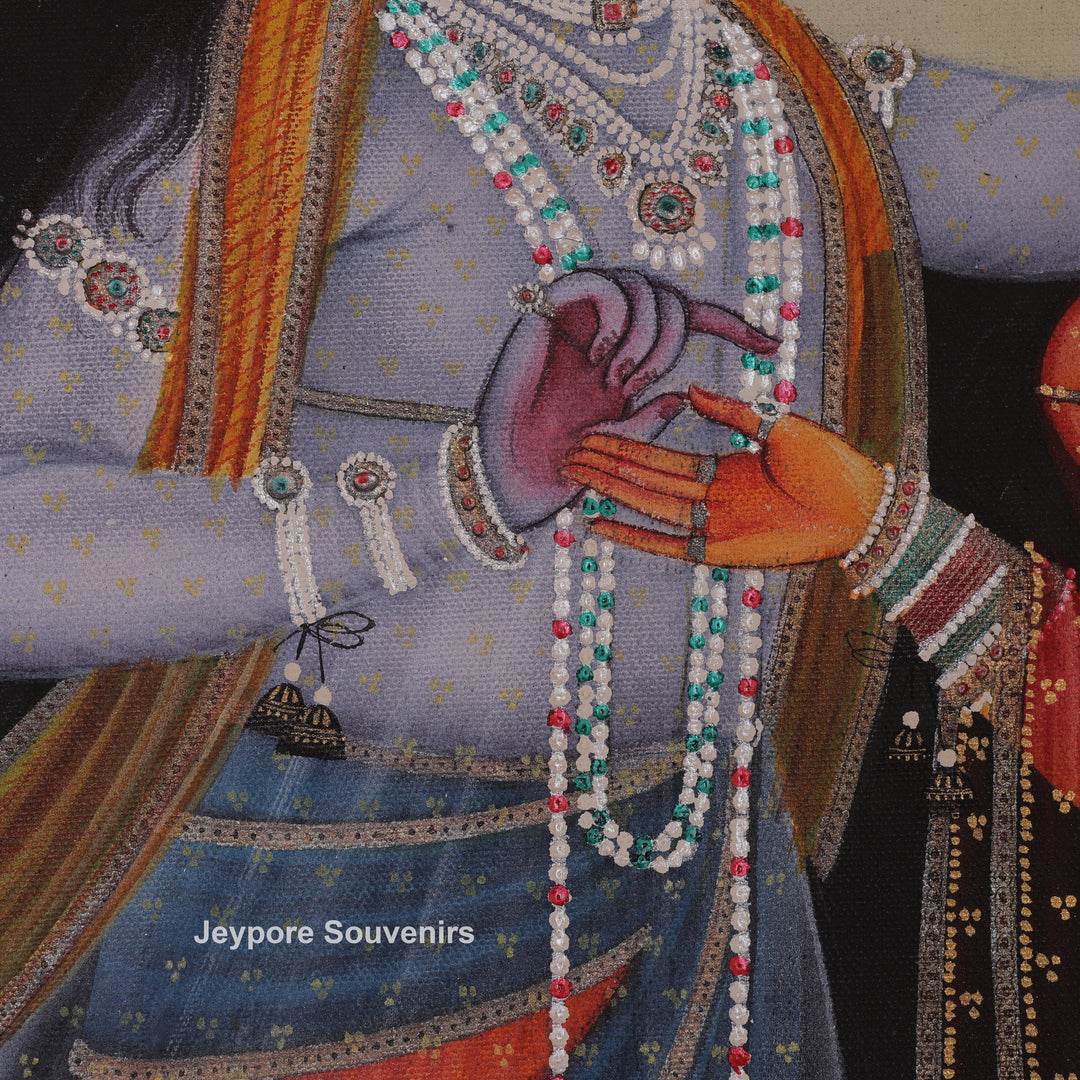 Hand-Painted Radha Krishna Canvas Painting