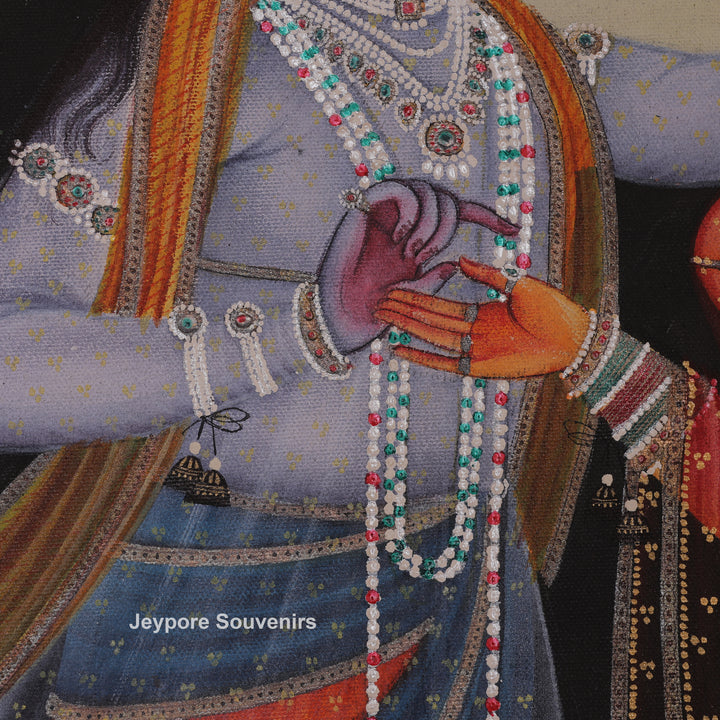 Hand-Painted Radha Krishna Canvas Painting
