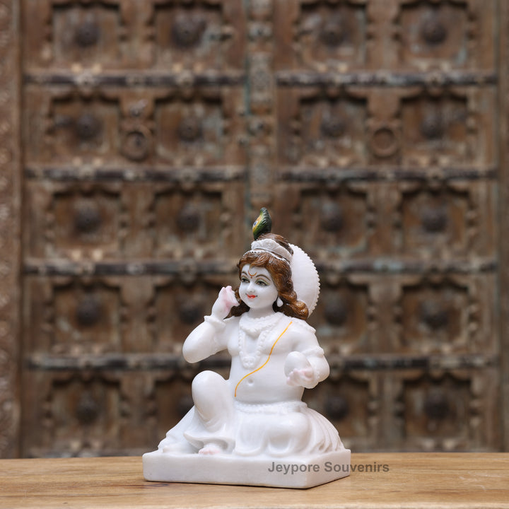 12" Pure White Marble Laddu Gopal (Bal Krishna) Idol