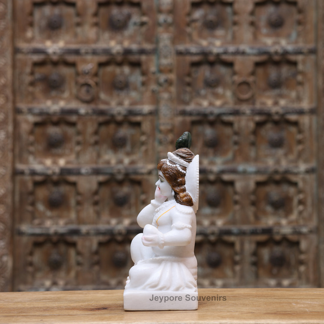 12" Pure White Marble Laddu Gopal (Bal Krishna) Idol