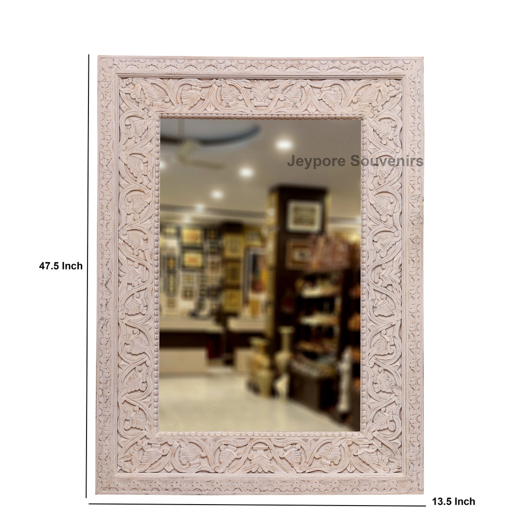 Hand-Carved Rustic Large vanity Wooden Wall Mirror