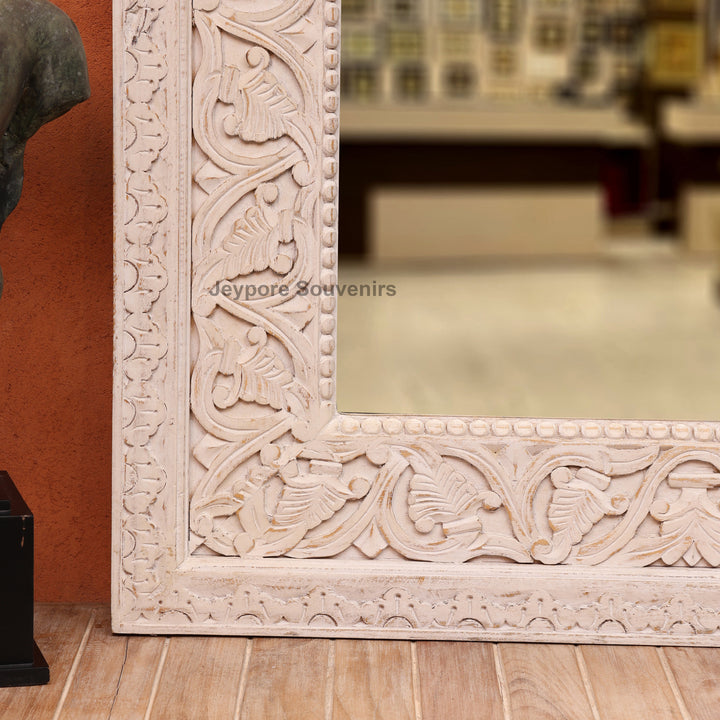 Hand-Carved Rustic Large vanity Wooden Wall Mirror