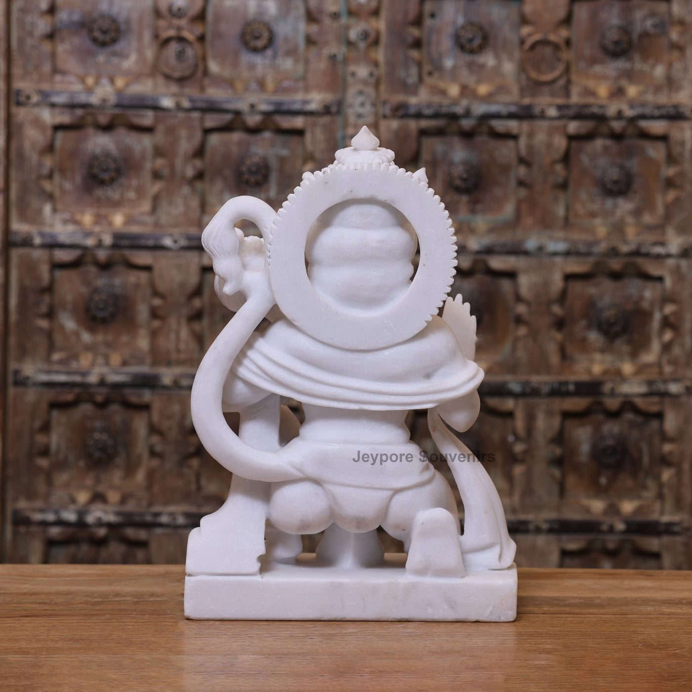 18" Pure White Marble Lord Hanuman Idol with mace