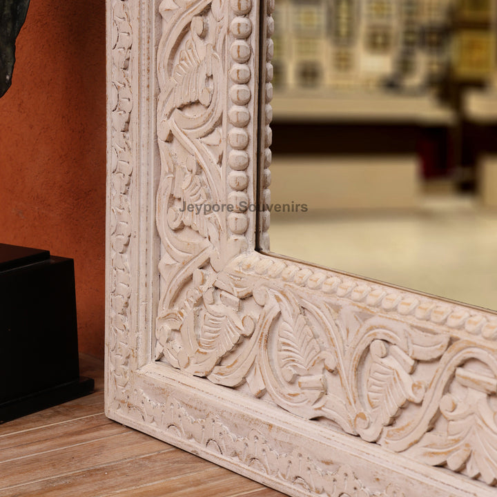 Hand-Carved Rustic Large vanity Wooden Wall Mirror