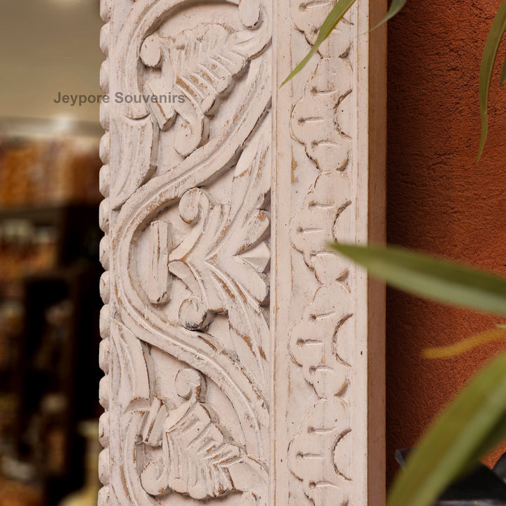 Hand-Carved Rustic Large vanity Wooden Wall Mirror