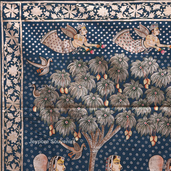 Handcrafted Lord Krishna &amp; Gopis Pichwai Painting on Cotton Cloth