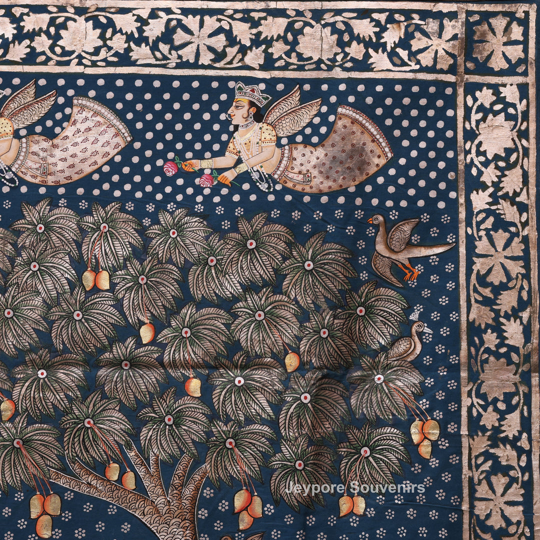 Handcrafted Lord Krishna &amp; Gopis Pichwai Painting on Cotton Cloth