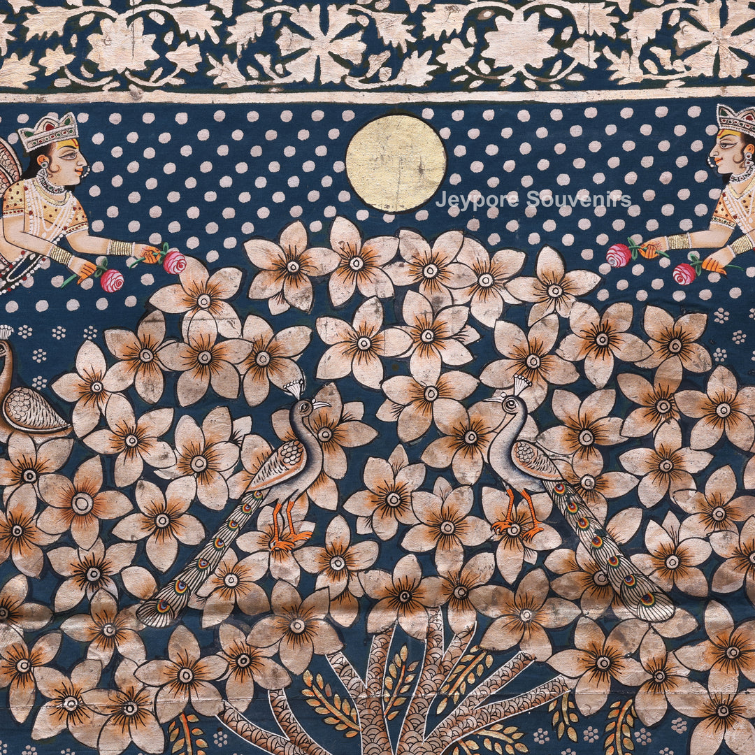 Handcrafted Lord Krishna &amp; Gopis Pichwai Painting on Cotton Cloth