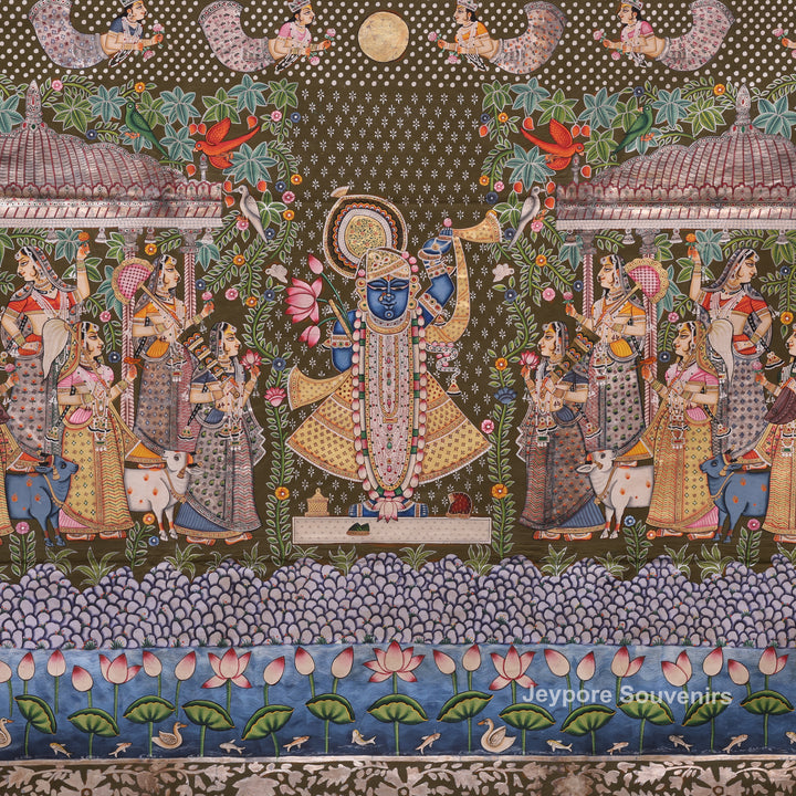 Shrinathji with Gopis Pichwai Painting | Raas Leela Wall Art