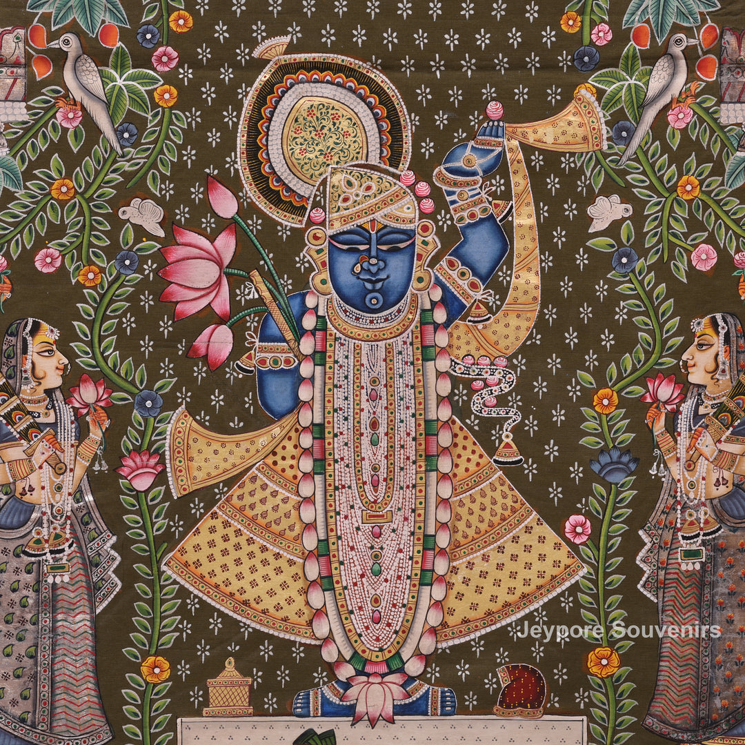 Shrinathji with Gopis Pichwai Painting | Raas Leela Wall Art