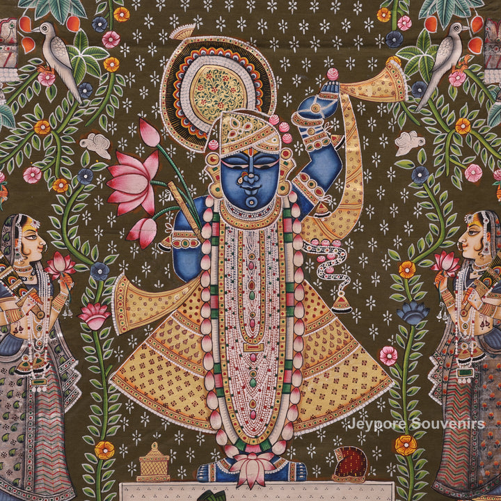 Shrinathji with Gopis Pichwai Painting | Raas Leela Wall Art