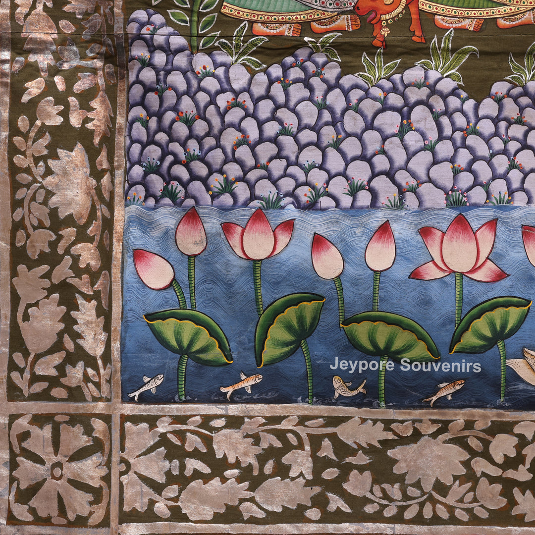Shrinathji with Gopis Pichwai Painting | Raas Leela Wall Art