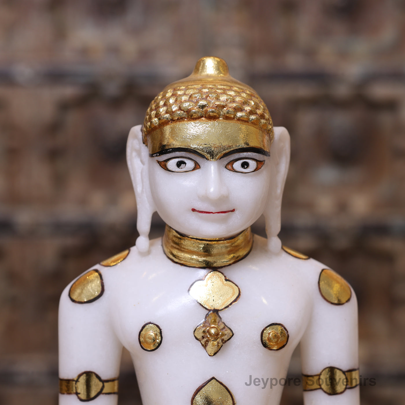 12" Adinath Bhagwan Idol in Pure White Marble