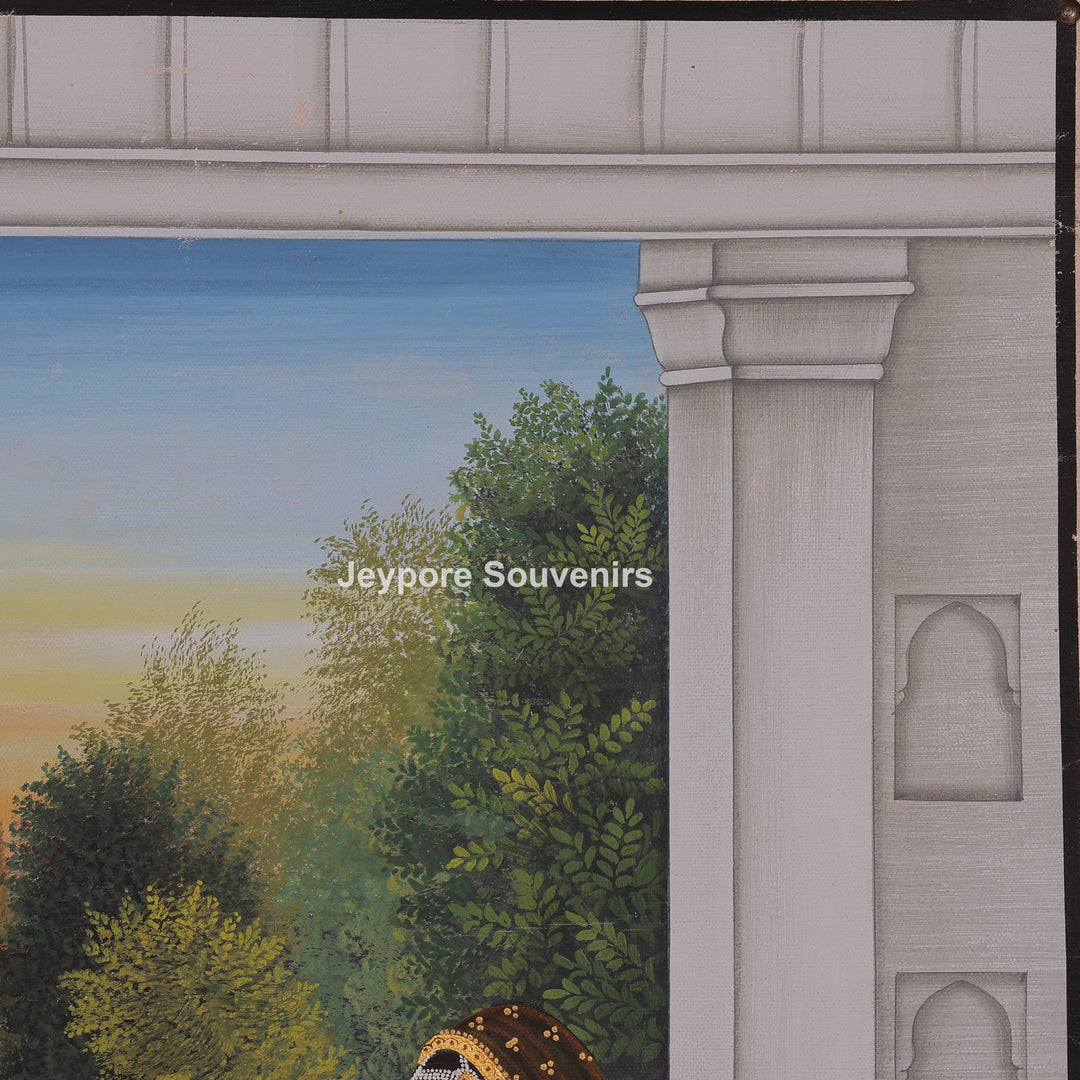 Krishna and Radha with Cow and Calf - Canvas Painting