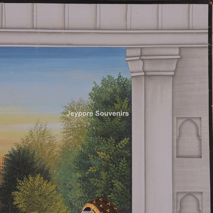 Krishna and Radha with Cow and Calf - Canvas Painting