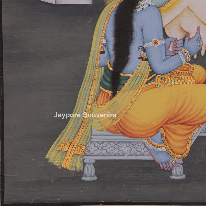 Krishna and Radha with Cow and Calf - Canvas Painting