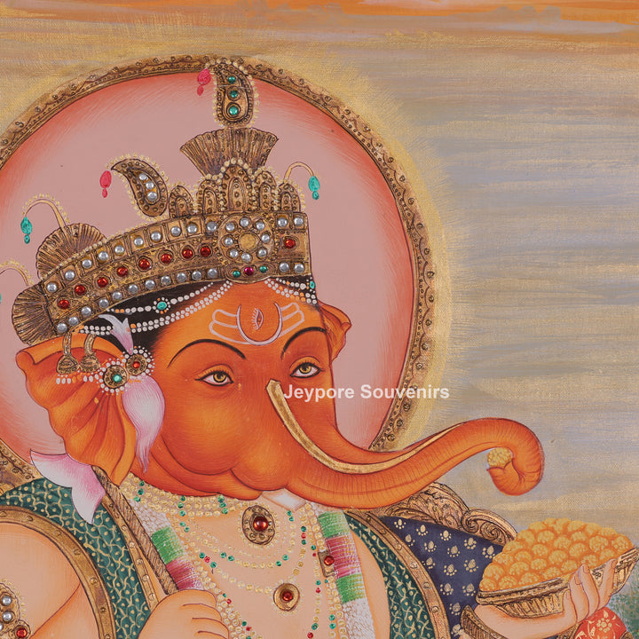 Royal Lord Ganesha Canvas Painting