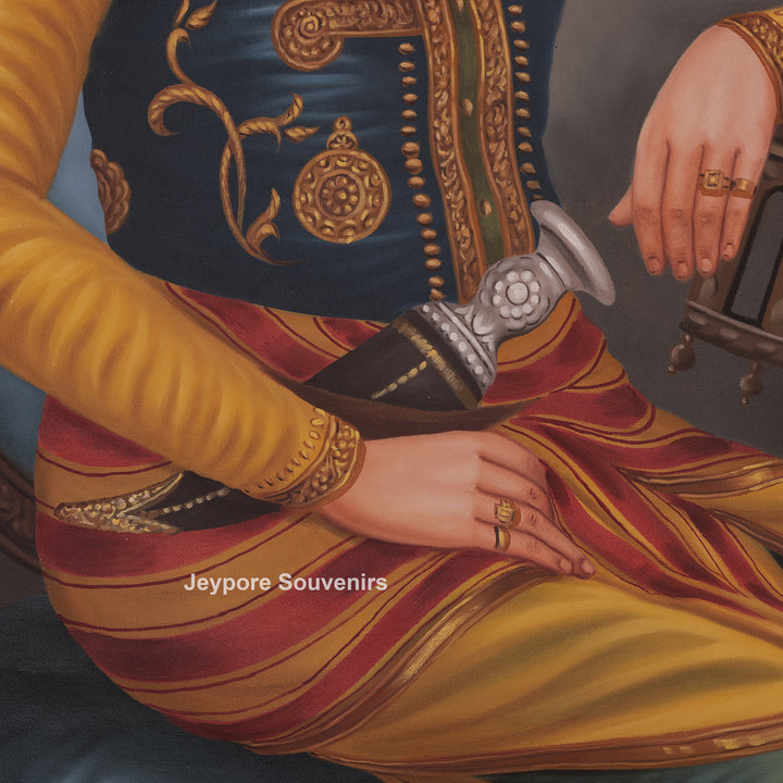 Royal Maharaja Portrait Canvas Painting | Handmade Indian Wall Art